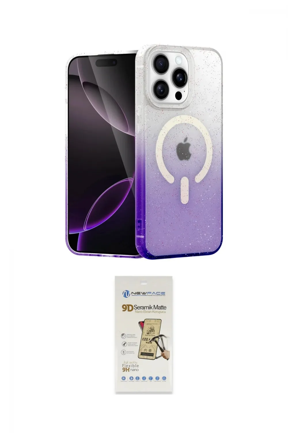 ieg™ iPhone 14 Pro Max Kılıf Eksen Minimal Özel Seri - Siyah Mat Seramik Nano Ekran Koruyucu