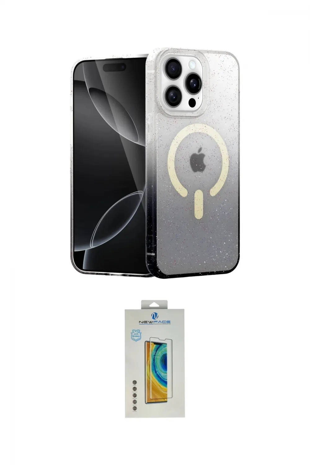 ieg™ iPhone 14 Pro Max Kılıf Eksen Minimal Özel Seri - Siyah Polymer Nano Ekran Koruyucu