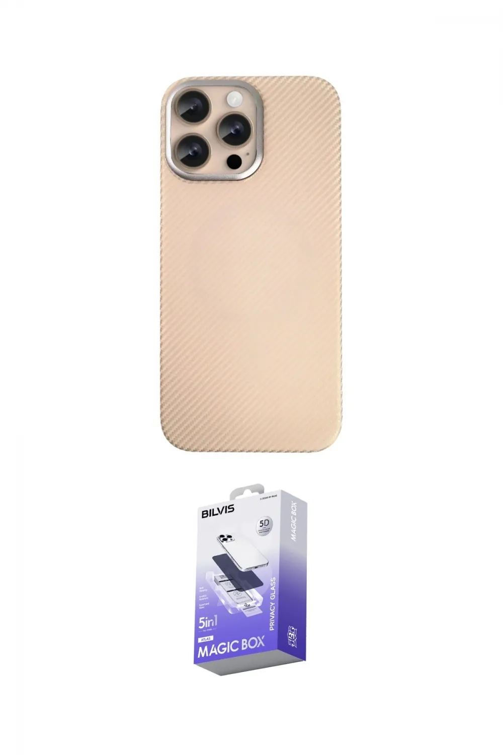 ieg™ iPhone 14 Pro Max Kılıf Eksen Prime - Siyah Bilvis 5in1 5D Magic Hayalet Cam Ekran Koruyucu