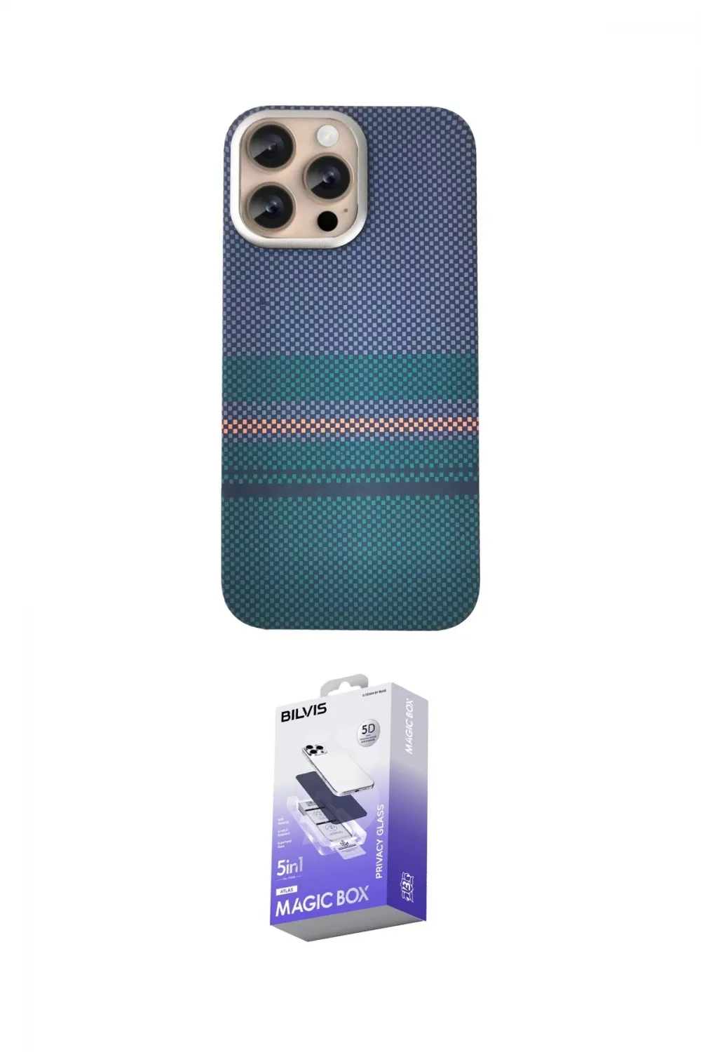 ieg™ iPhone 14 Pro Max Kılıf Eksen Prime - Siyah Bilvis 5in1 5D Magic Hayalet Cam Ekran Koruyucu