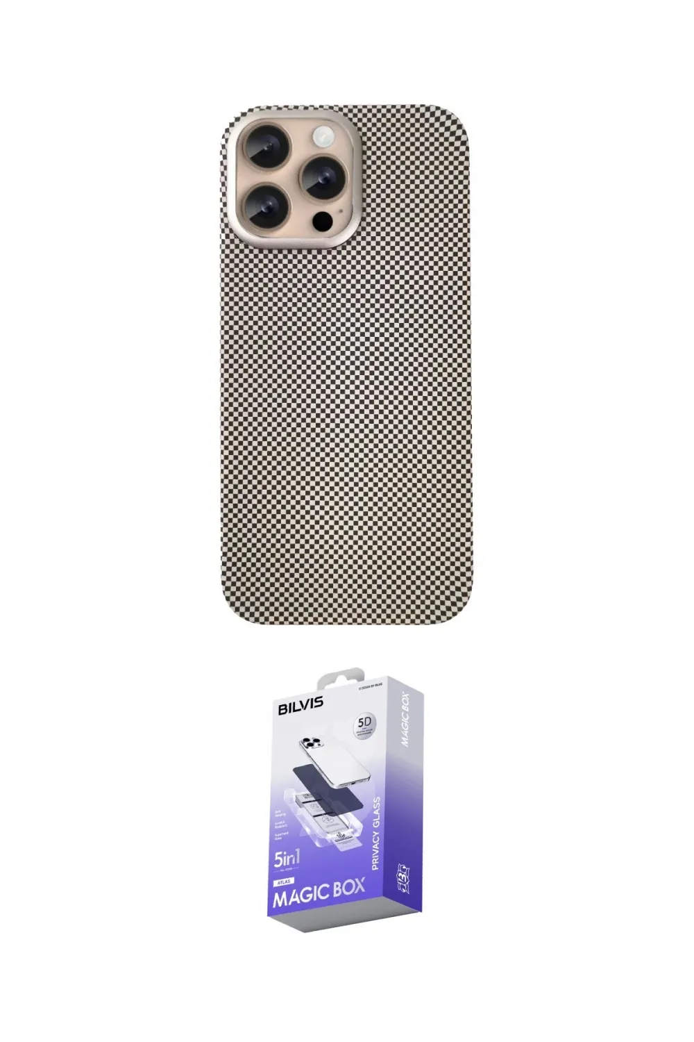 ieg™ iPhone 14 Pro Max Kılıf Eksen Prime - Siyah Bilvis 5in1 5D Magic Hayalet Cam Ekran Koruyucu