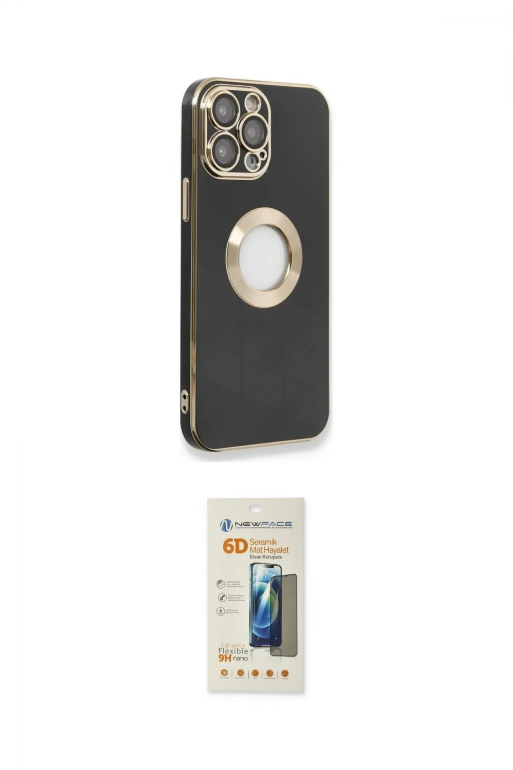 ieg™ iPhone 14 Pro Max Kılıf İz Form Serisi - Siyah 6D Mat Seramik Hayalet Nano Ekran Koruyucu
