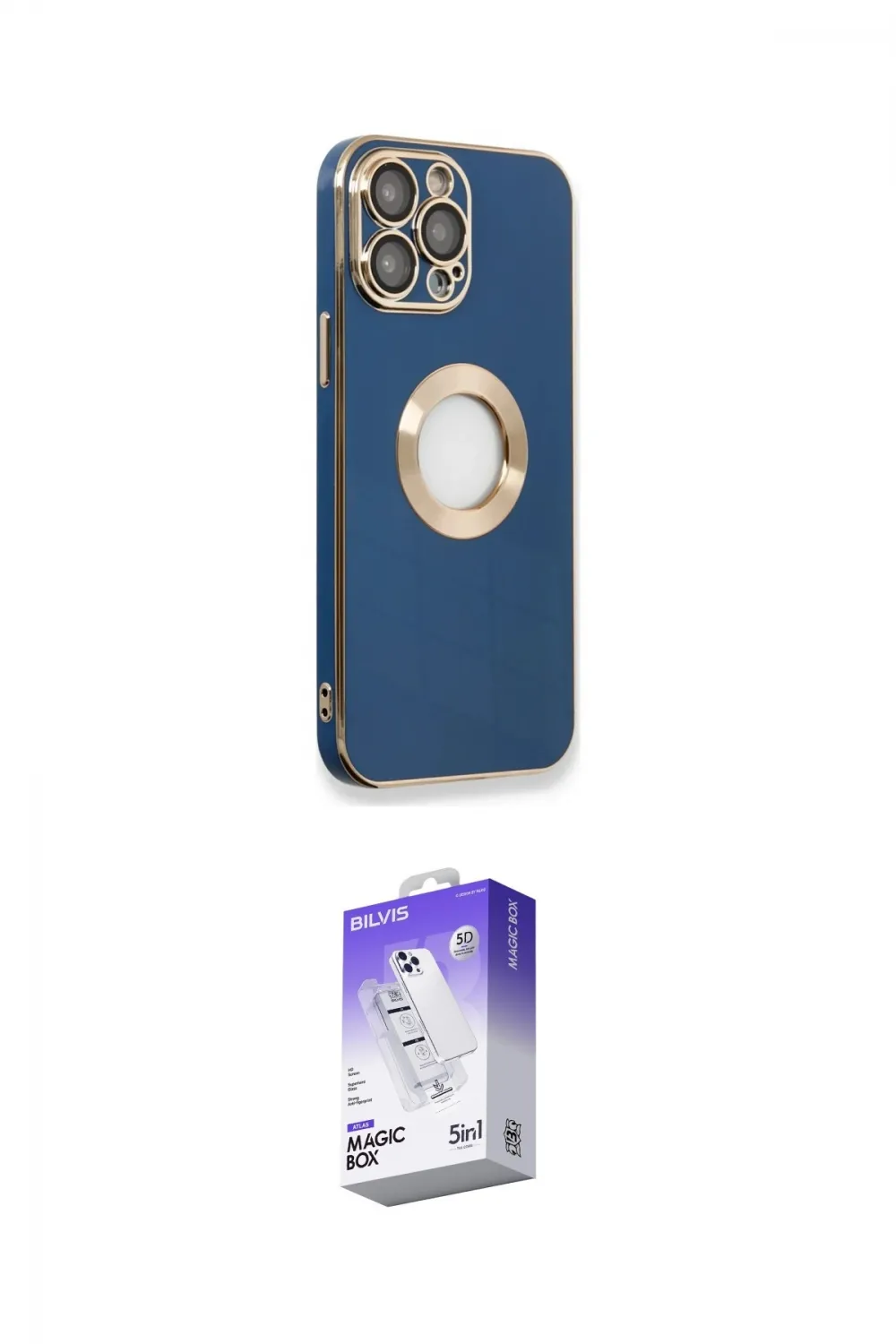 ieg™ iPhone 14 Pro Max Kılıf İz Form Serisi - Siyah Bilvis 5in1 3D Magic Cam Ekran Koruyucu