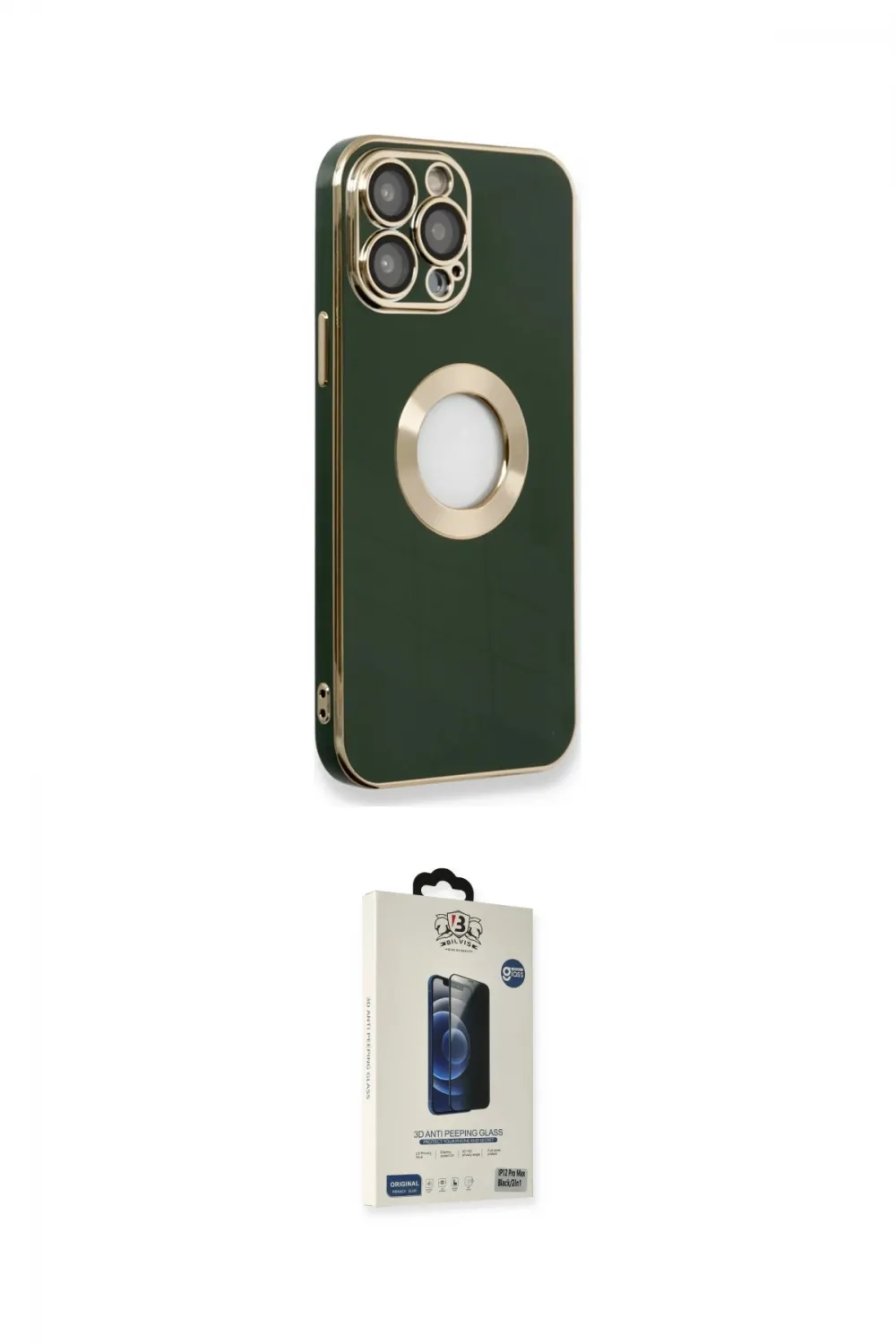 ieg™ iPhone 14 Pro Max Kılıf İz Form Serisi - Siyah Bilvis Hayalet Cam Ekran Koruyucu