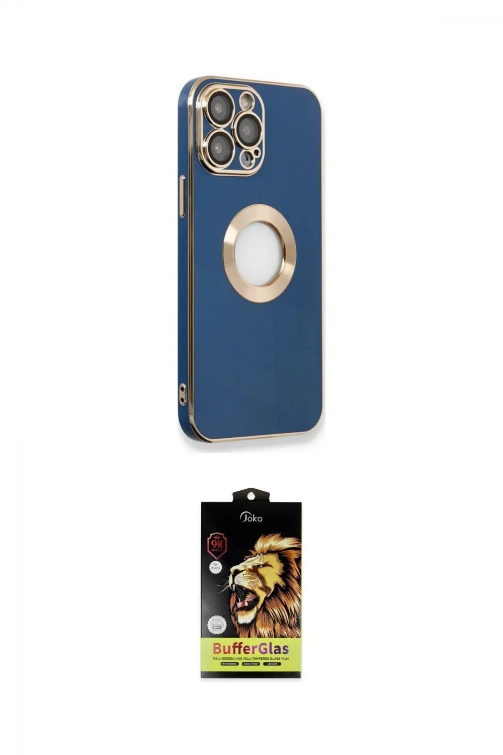 ieg™ iPhone 14 Pro Max Kılıf İz Form Serisi - Siyah Buffer Cam Ekran Koruyucu