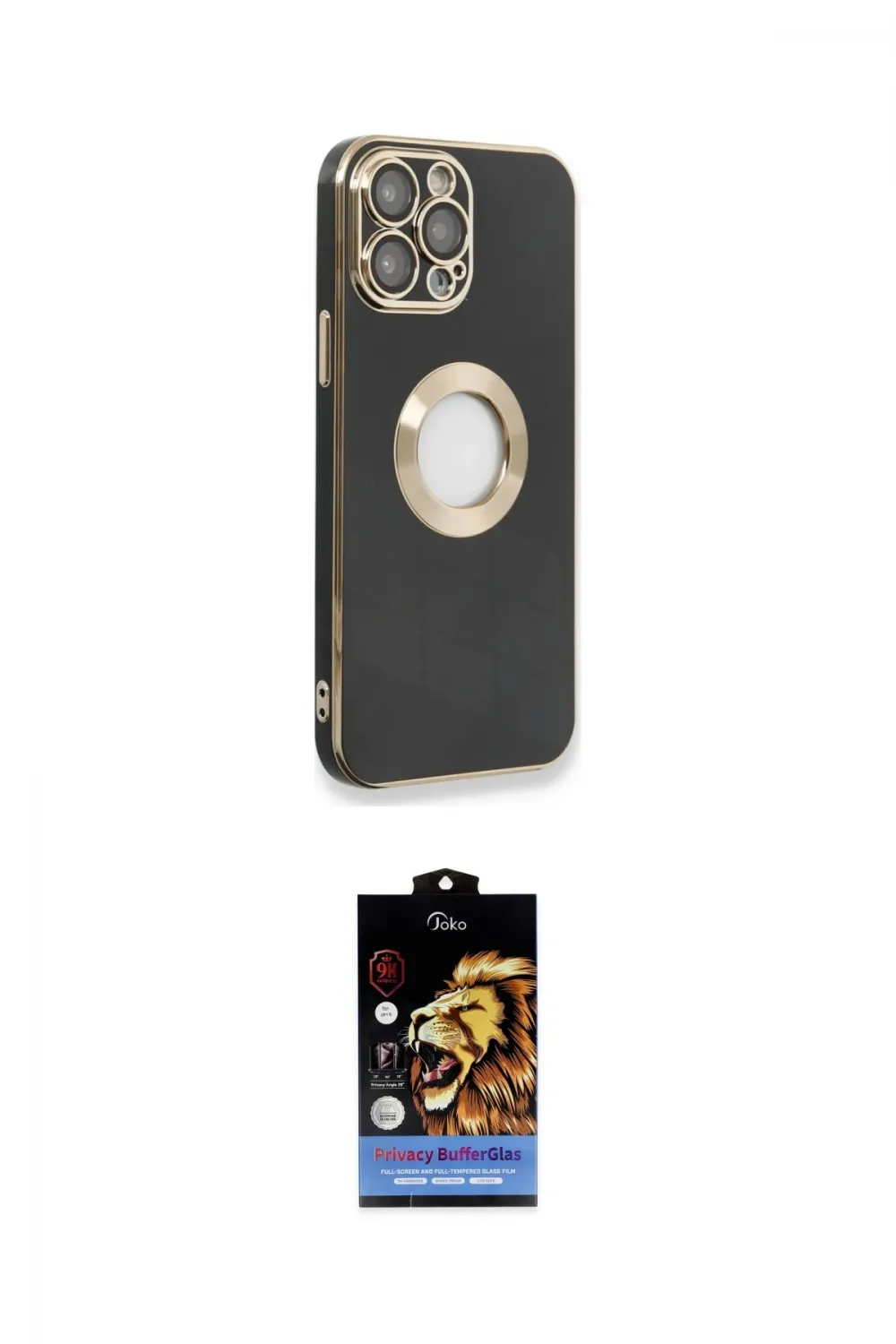 ieg™ iPhone 14 Pro Max Kılıf İz Form Serisi - Siyah Buffer Hayalet Cam Ekran Koruyucu