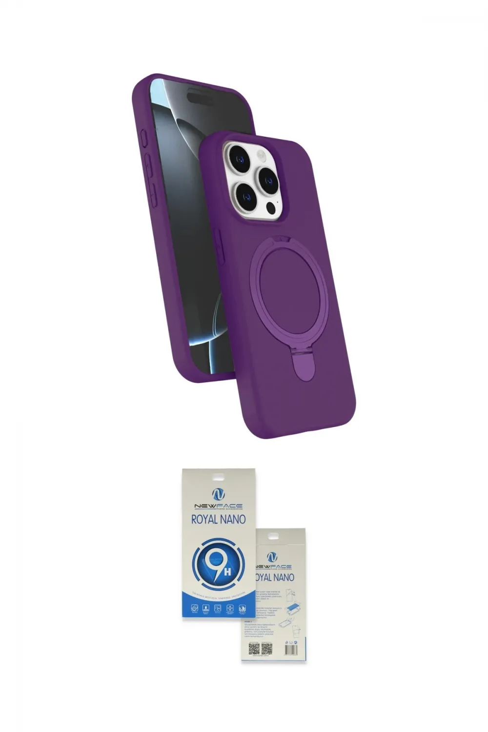 ieg™ iPhone 14 Pro Max Kılıf İz Işık Koleksiyonu - Şeffaf Royal Nano Ekran Koruyucu