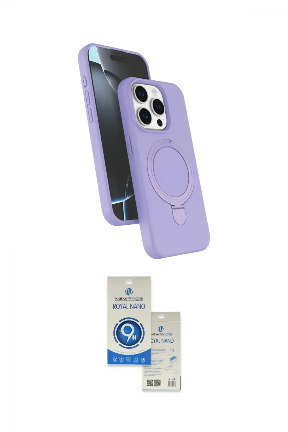 ieg™ iPhone 14 Pro Max Kılıf İz Işık Koleksiyonu - Şeffaf Royal Nano Ekran Koruyucu