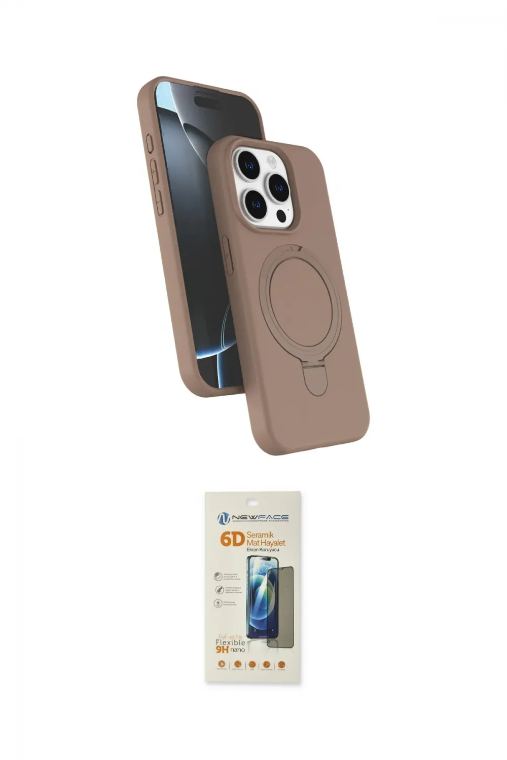ieg™ iPhone 14 Pro Max Kılıf İz Işık Koleksiyonu - Siyah 6D Mat Seramik Hayalet Nano Ekran Koruyucu