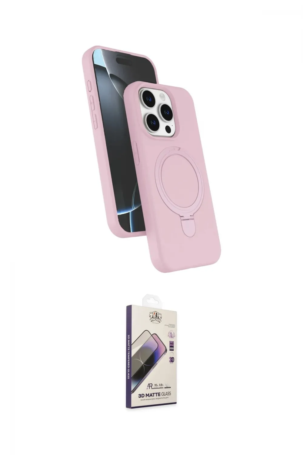 ieg™ iPhone 14 Pro Max Kılıf İz Işık Koleksiyonu - Siyah Bilvis 3D Mat Cam Ekran Koruyucu