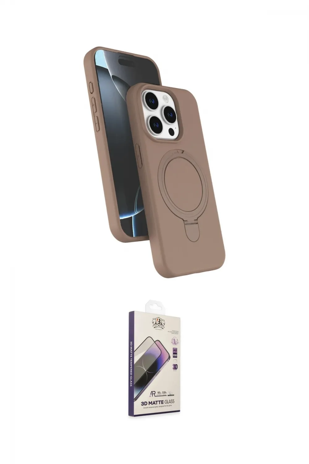 ieg™ iPhone 14 Pro Max Kılıf İz Işık Koleksiyonu - Siyah Bilvis 3D Mat Cam Ekran Koruyucu