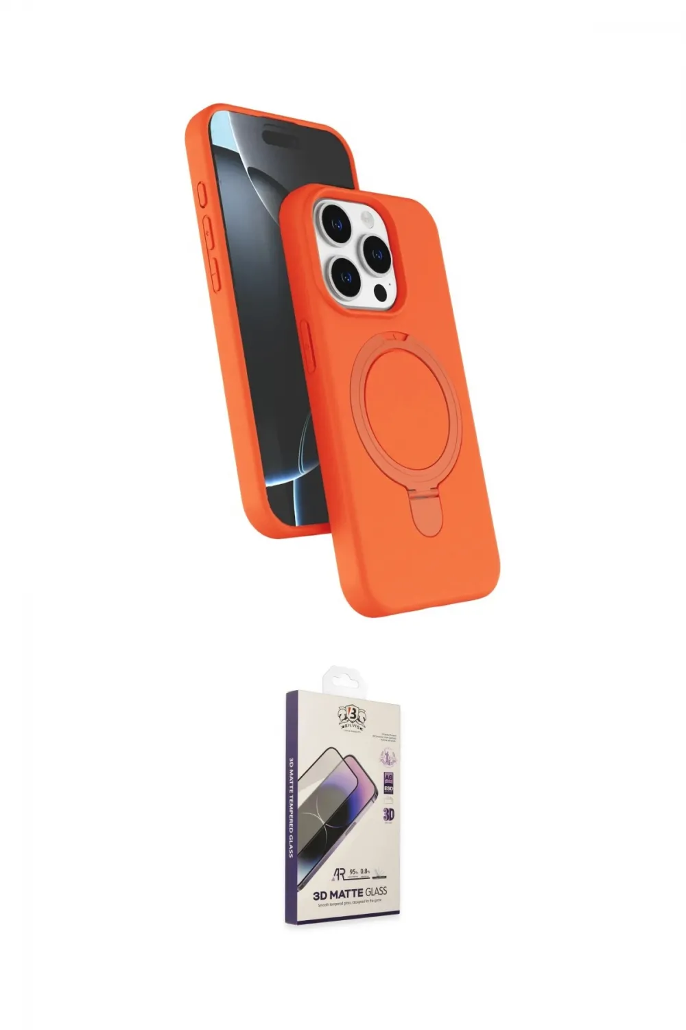 ieg™ iPhone 14 Pro Max Kılıf İz Işık Koleksiyonu - Siyah Bilvis 3D Mat Cam Ekran Koruyucu