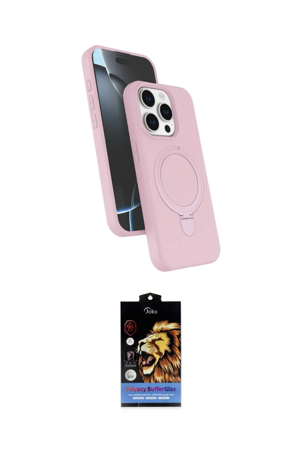 ieg™ iPhone 14 Pro Max Kılıf İz Işık Koleksiyonu - Siyah Buffer Hayalet Cam Ekran Koruyucu