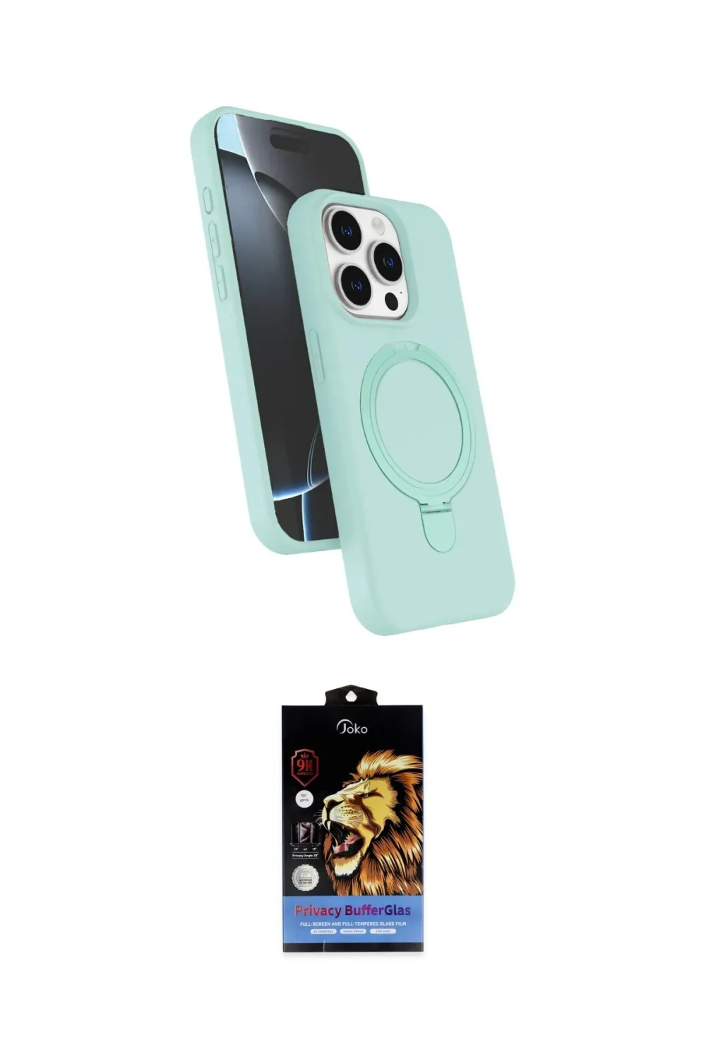 ieg™ iPhone 14 Pro Max Kılıf İz Işık Koleksiyonu - Siyah Buffer Hayalet Cam Ekran Koruyucu