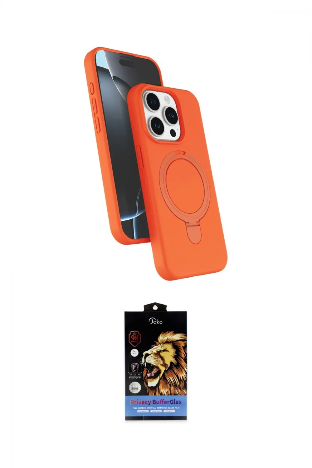 ieg™ iPhone 14 Pro Max Kılıf İz Işık Koleksiyonu - Siyah Buffer Hayalet Cam Ekran Koruyucu