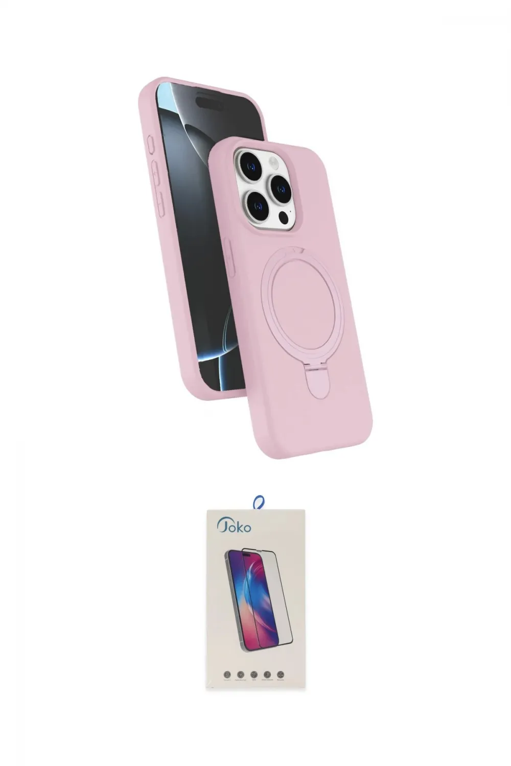 ieg™ iPhone 14 Pro Max Kılıf İz Işık Koleksiyonu - Siyah Joko 5D Cam