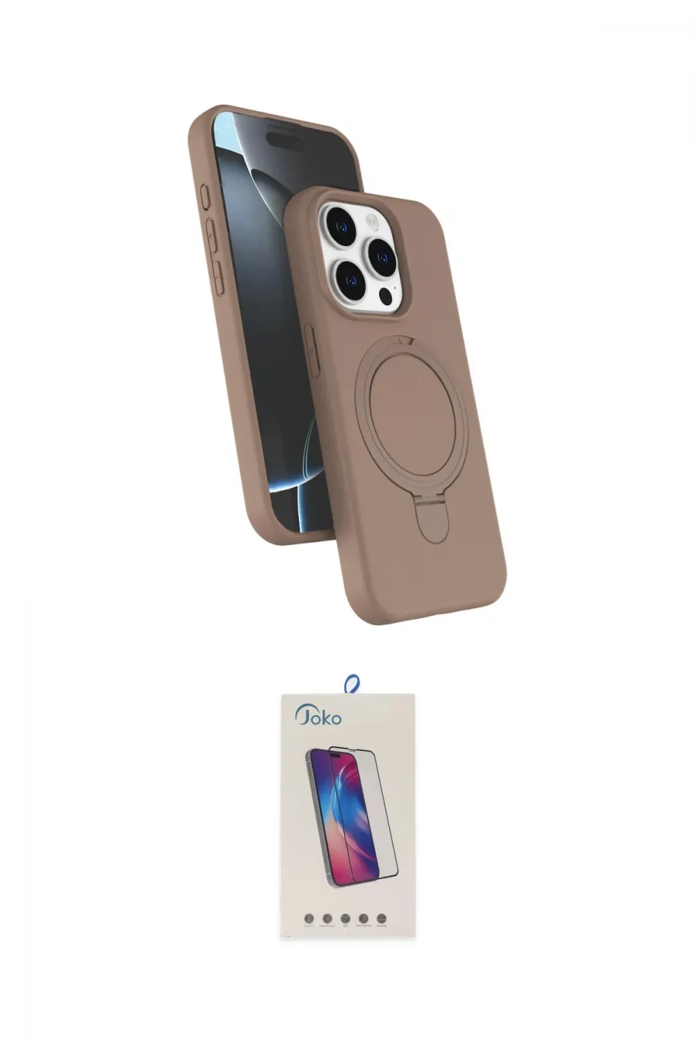 ieg™ iPhone 14 Pro Max Kılıf İz Işık Koleksiyonu - Siyah Joko 5D Cam