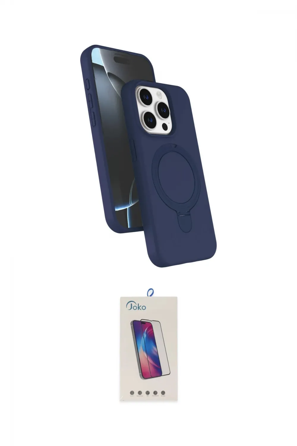 ieg™ iPhone 14 Pro Max Kılıf İz Işık Koleksiyonu - Siyah Joko 5D Cam