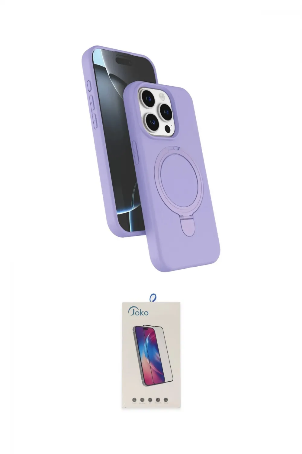 ieg™ iPhone 14 Pro Max Kılıf İz Işık Koleksiyonu - Siyah Joko 5D Cam