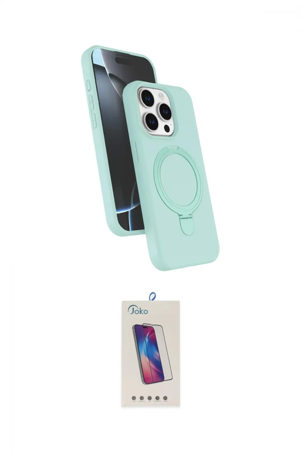 ieg™ iPhone 14 Pro Max Kılıf İz Işık Koleksiyonu - Siyah Joko 5D Cam