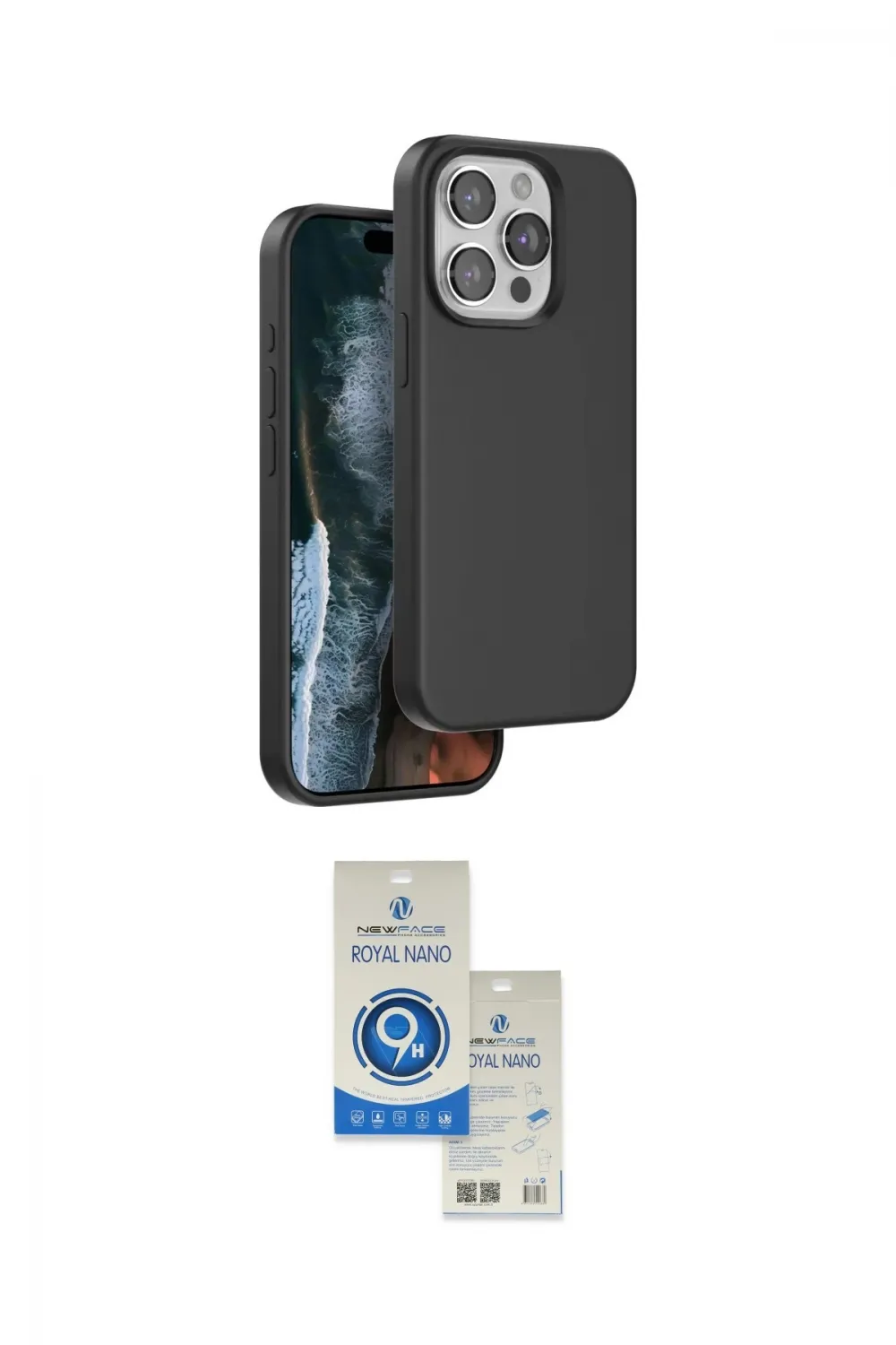 ieg™ iPhone 14 Pro Max Kılıf Kıvılcım Çizgi Serisi - Şeffaf Royal Nano Ekran Koruyucu