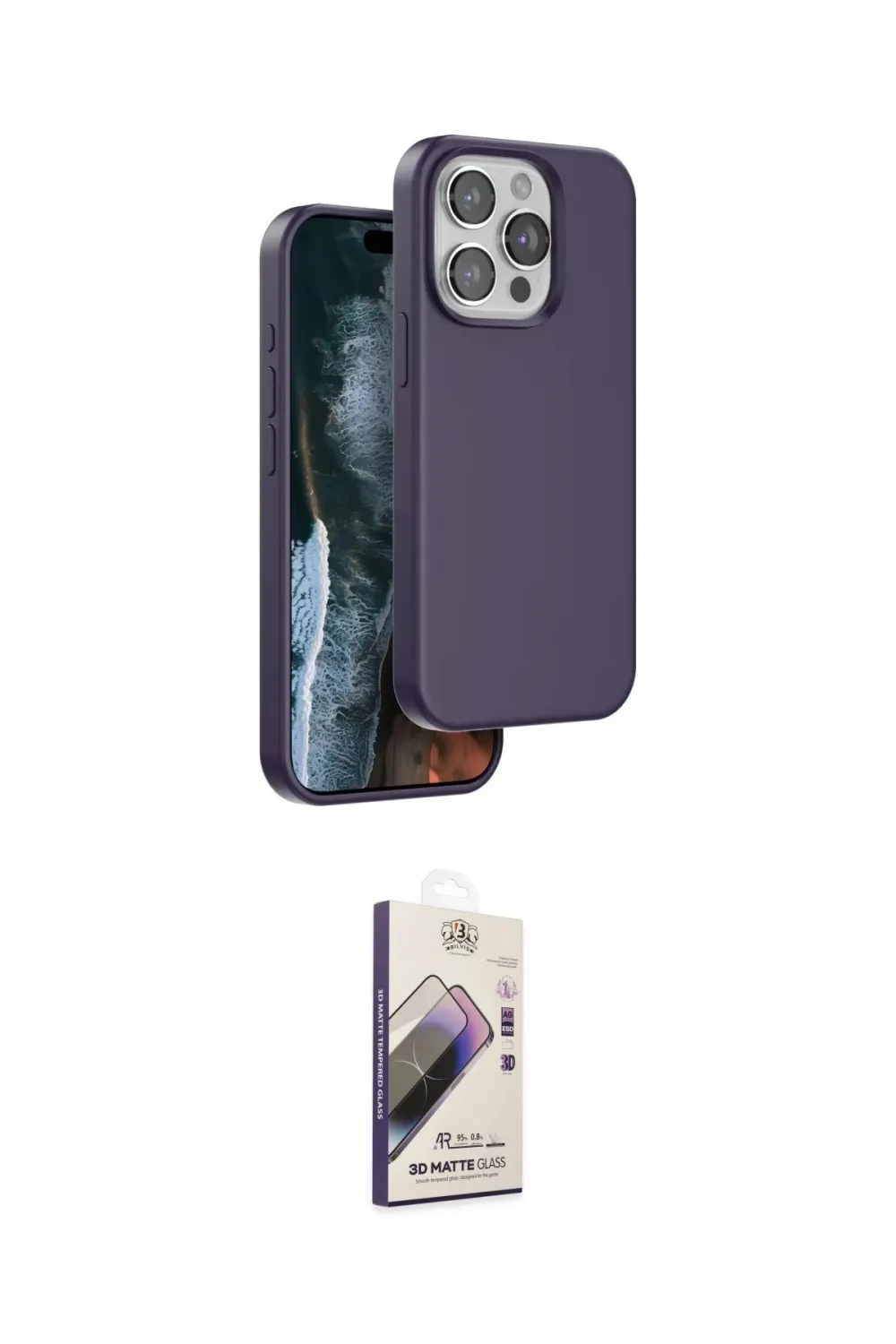 ieg™ iPhone 14 Pro Max Kılıf Kıvılcım Çizgi Serisi - Siyah Bilvis 3D Mat Cam Ekran Koruyucu