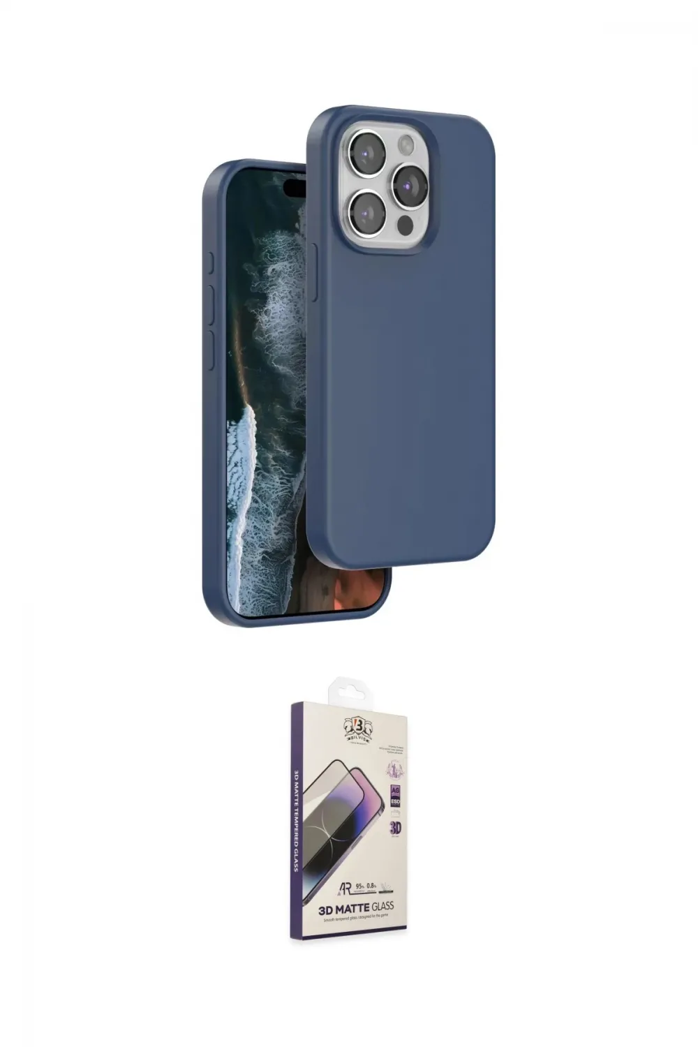 ieg™ iPhone 14 Pro Max Kılıf Kıvılcım Çizgi Serisi - Siyah Bilvis 3D Mat Cam Ekran Koruyucu
