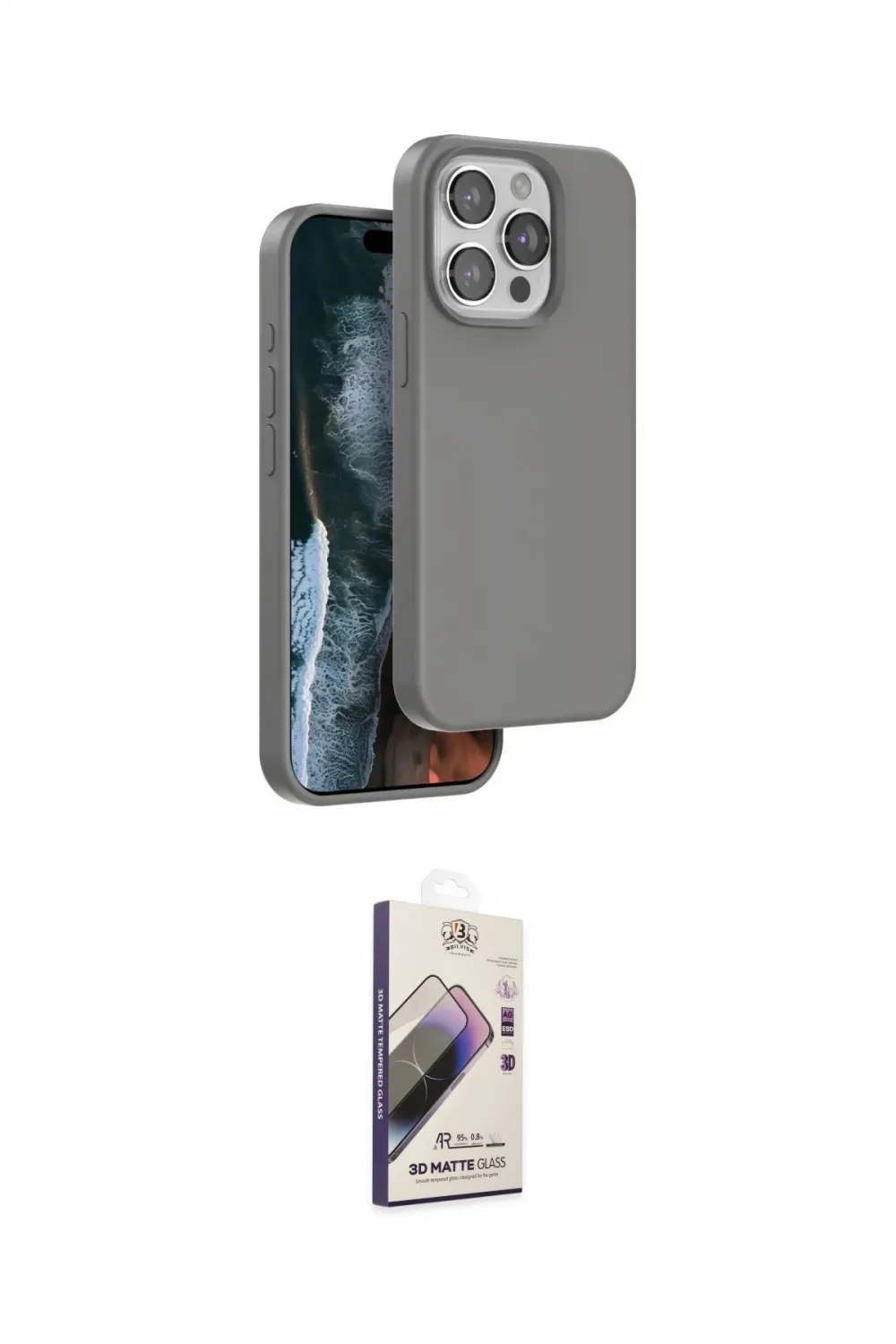 ieg™ iPhone 14 Pro Max Kılıf Kıvılcım Çizgi Serisi - Siyah Bilvis 3D Mat Cam Ekran Koruyucu