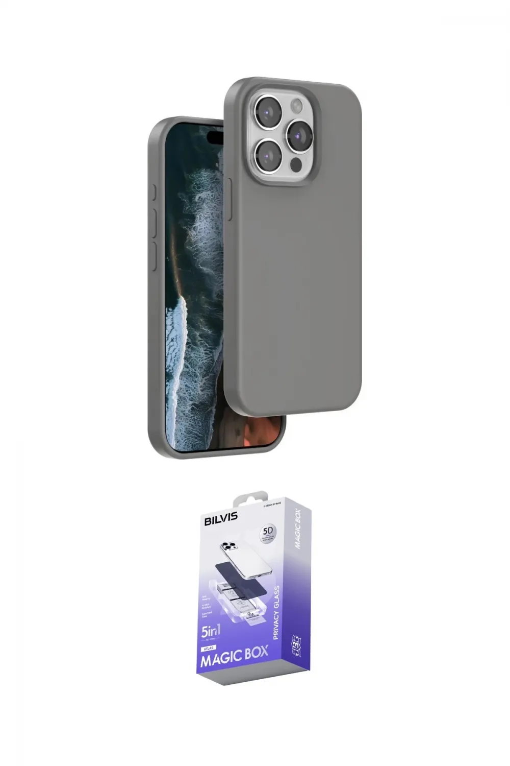 ieg™ iPhone 14 Pro Max Kılıf Kıvılcım Çizgi Serisi - Siyah Bilvis 5in1 5D Magic Hayalet Cam Ekran Koruyucu