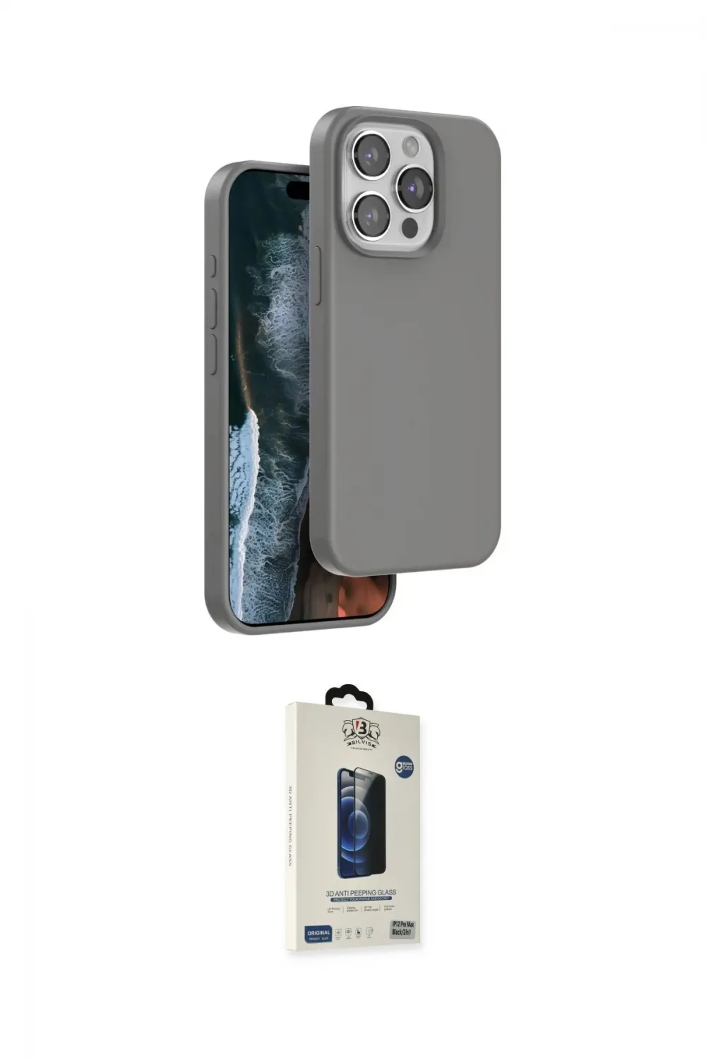 ieg™ iPhone 14 Pro Max Kılıf Kıvılcım Çizgi Serisi - Siyah Bilvis Hayalet Cam Ekran Koruyucu