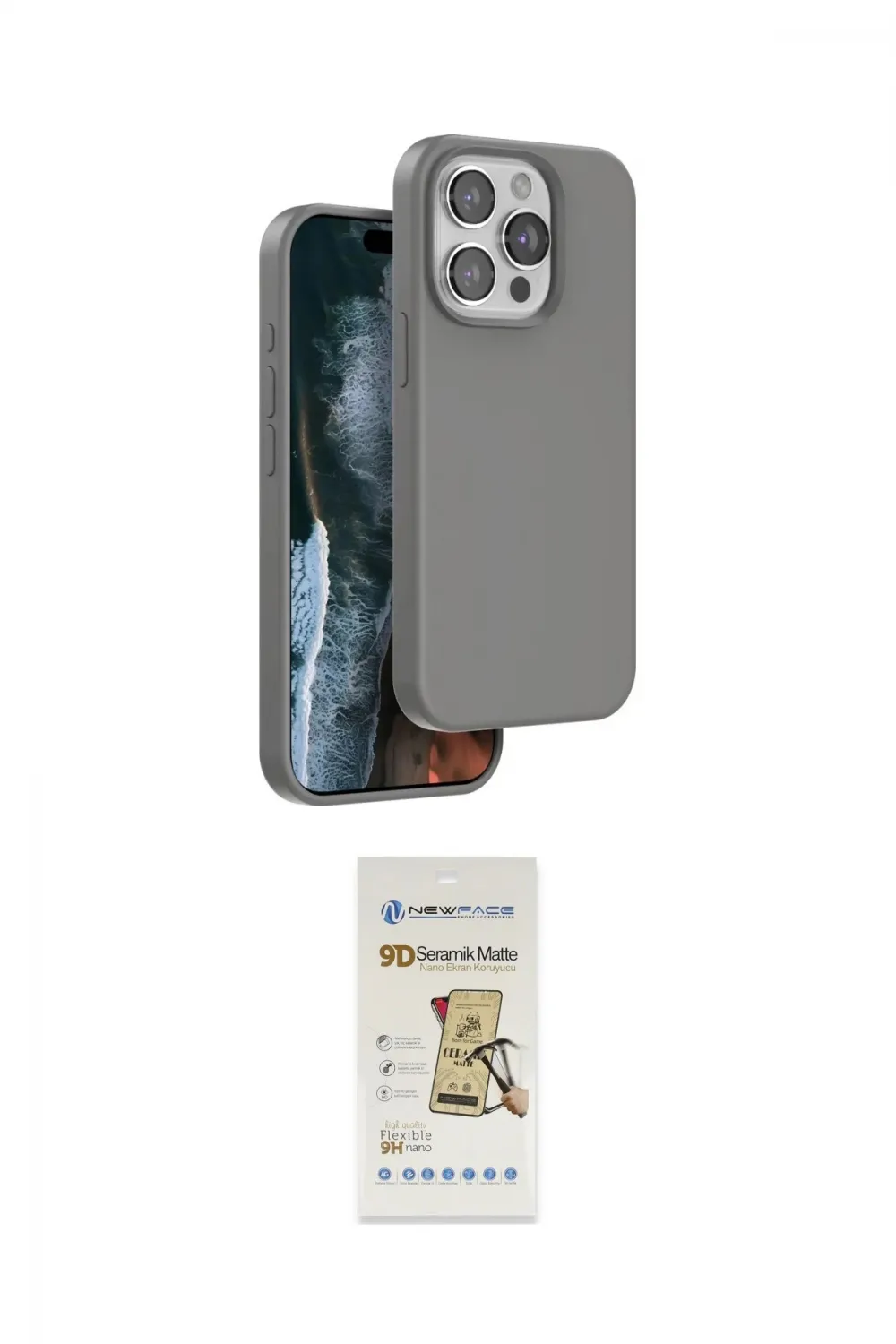 ieg™ iPhone 14 Pro Max Kılıf Kıvılcım Çizgi Serisi - Siyah Mat Seramik Nano Ekran Koruyucu