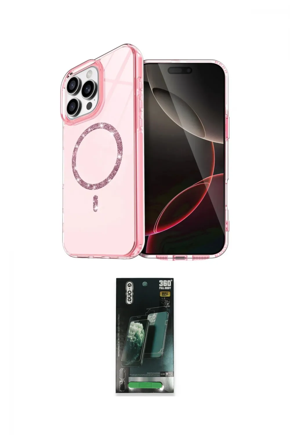 ieg™ iPhone 14 Pro Max Kılıf Kıvılcım Form Prime - Şeffaf 360 Full Body Arka Koruyucu