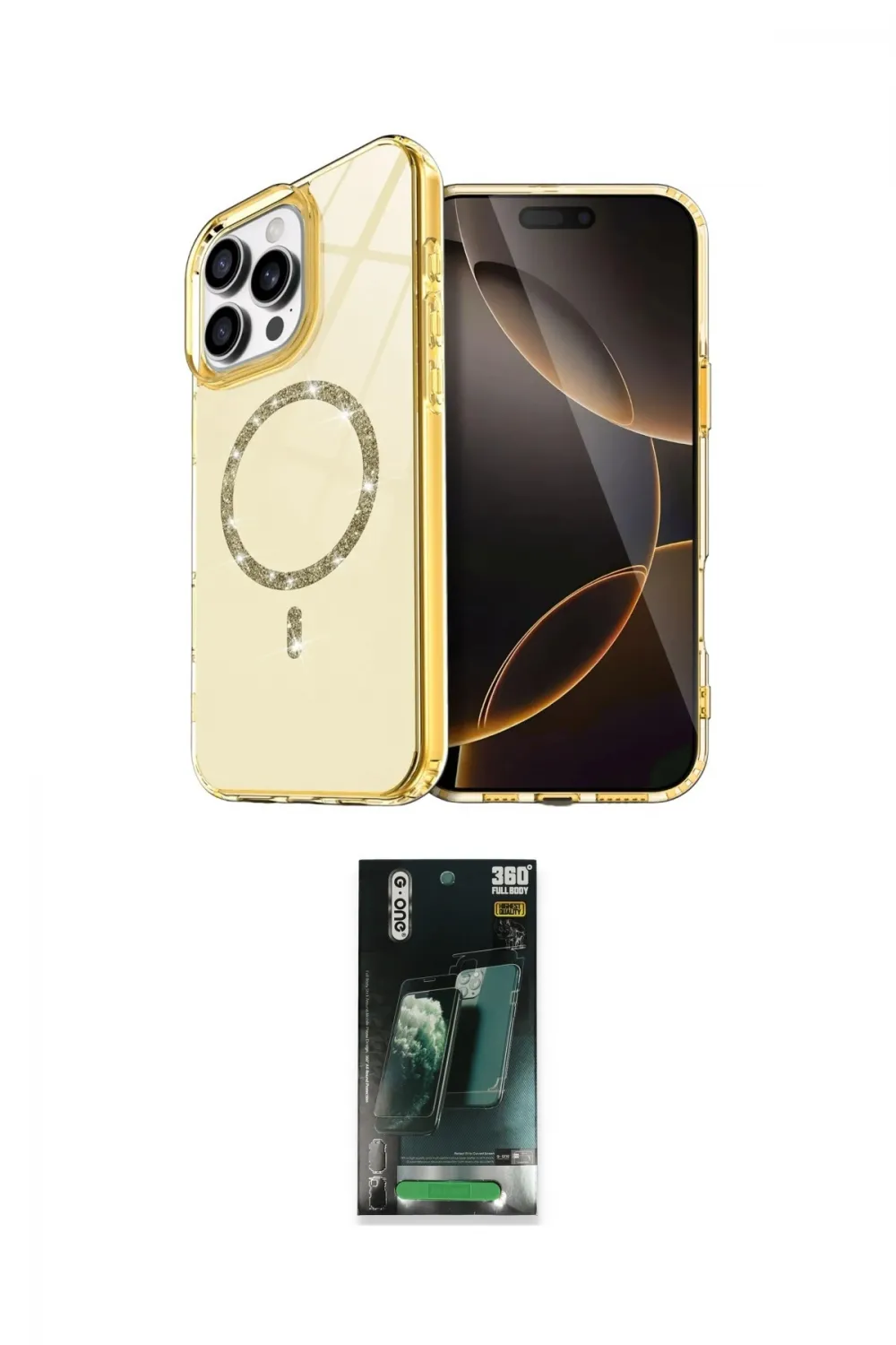 ieg™ iPhone 14 Pro Max Kılıf Kıvılcım Form Prime - Şeffaf 360 Full Body Arka Koruyucu