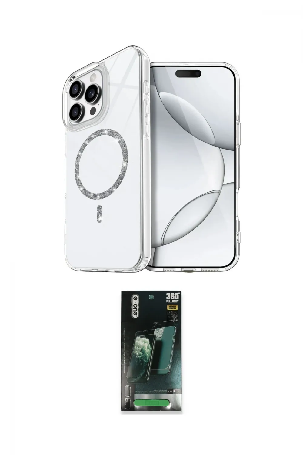 ieg™ iPhone 14 Pro Max Kılıf Kıvılcım Form Prime - Şeffaf 360 Full Body Arka Koruyucu