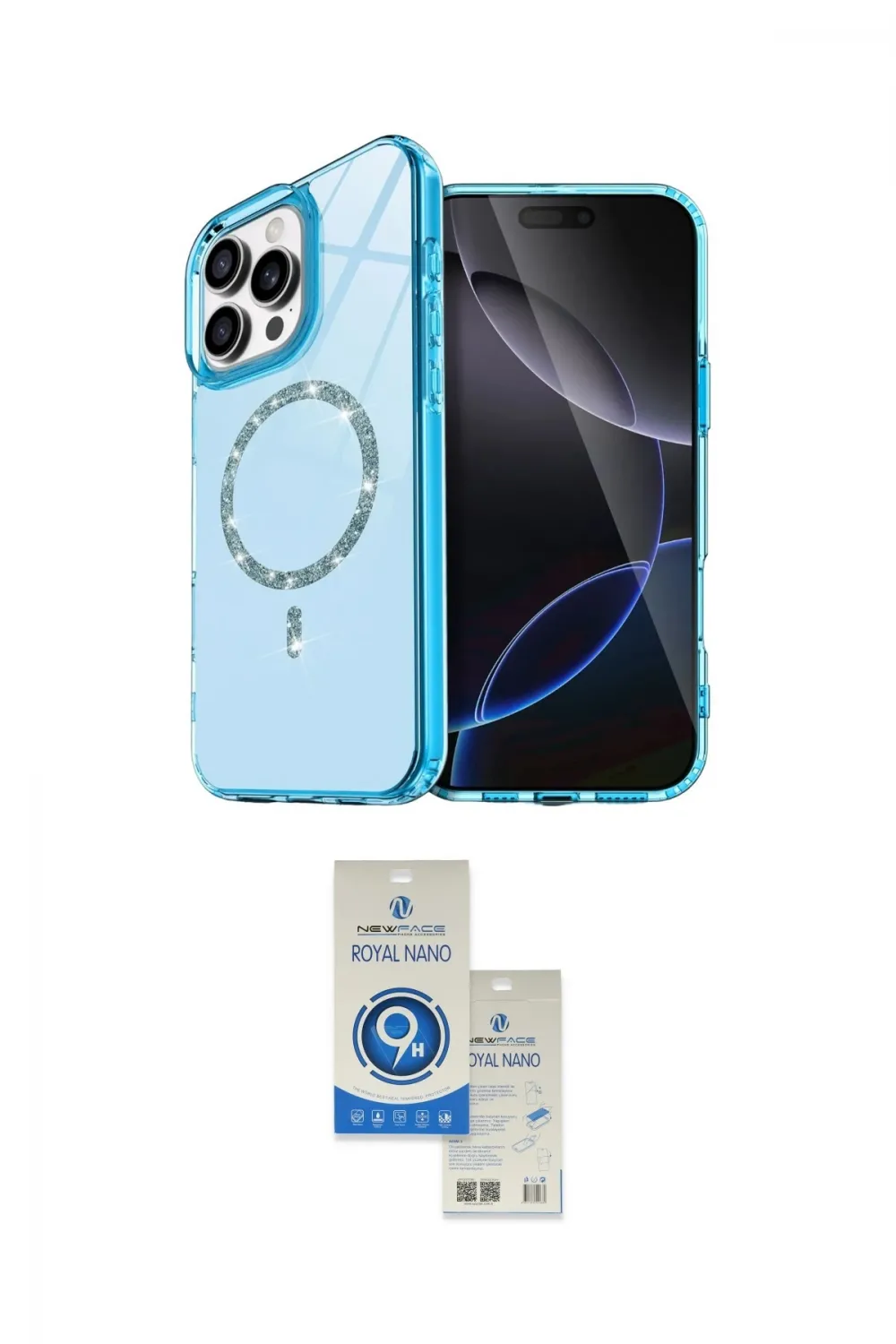 ieg™ iPhone 14 Pro Max Kılıf Kıvılcım Form Prime - Şeffaf Royal Nano Ekran Koruyucu