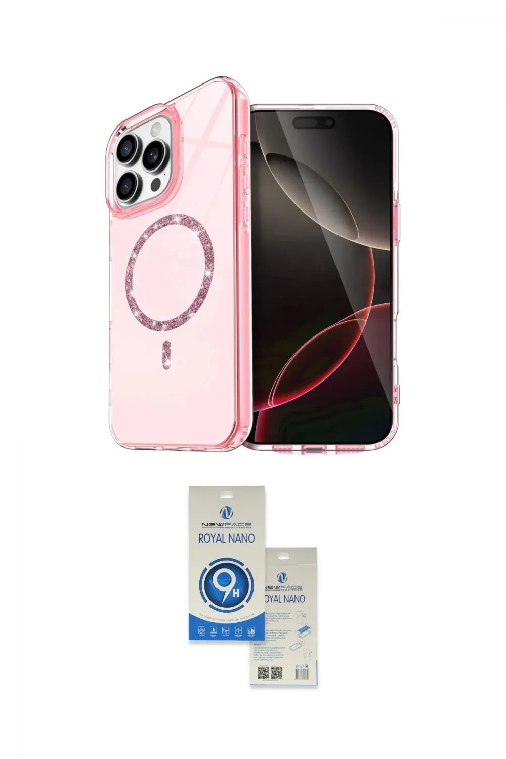 ieg™ iPhone 14 Pro Max Kılıf Kıvılcım Form Prime - Şeffaf Royal Nano Ekran Koruyucu