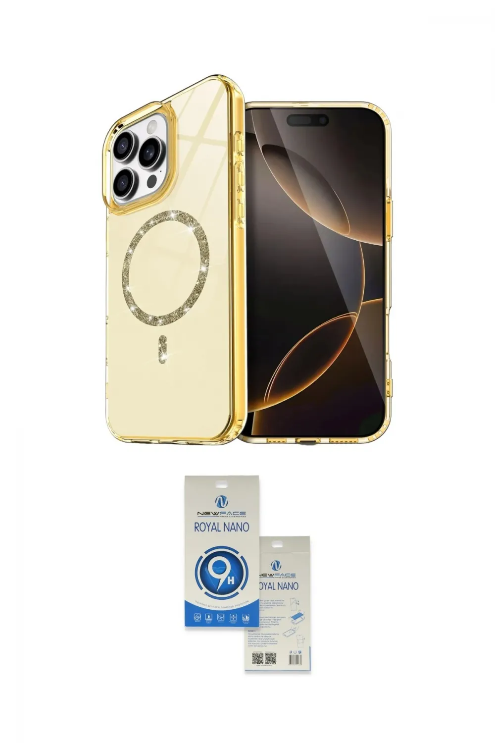 ieg™ iPhone 14 Pro Max Kılıf Kıvılcım Form Prime - Şeffaf Royal Nano Ekran Koruyucu