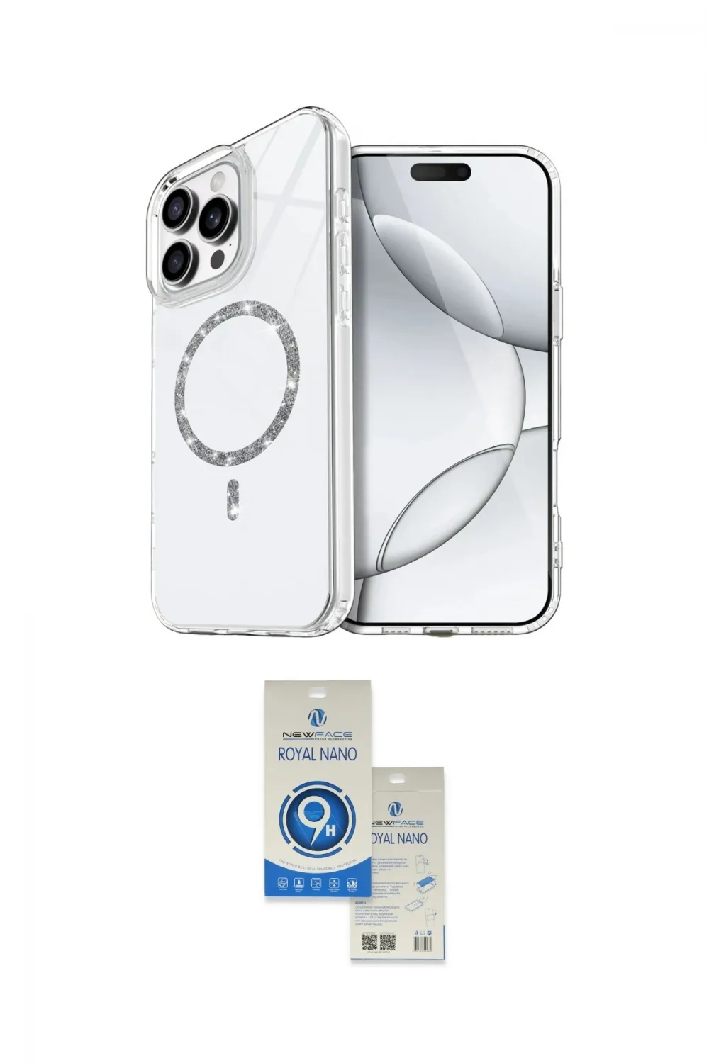 ieg™ iPhone 14 Pro Max Kılıf Kıvılcım Form Prime - Şeffaf Royal Nano Ekran Koruyucu