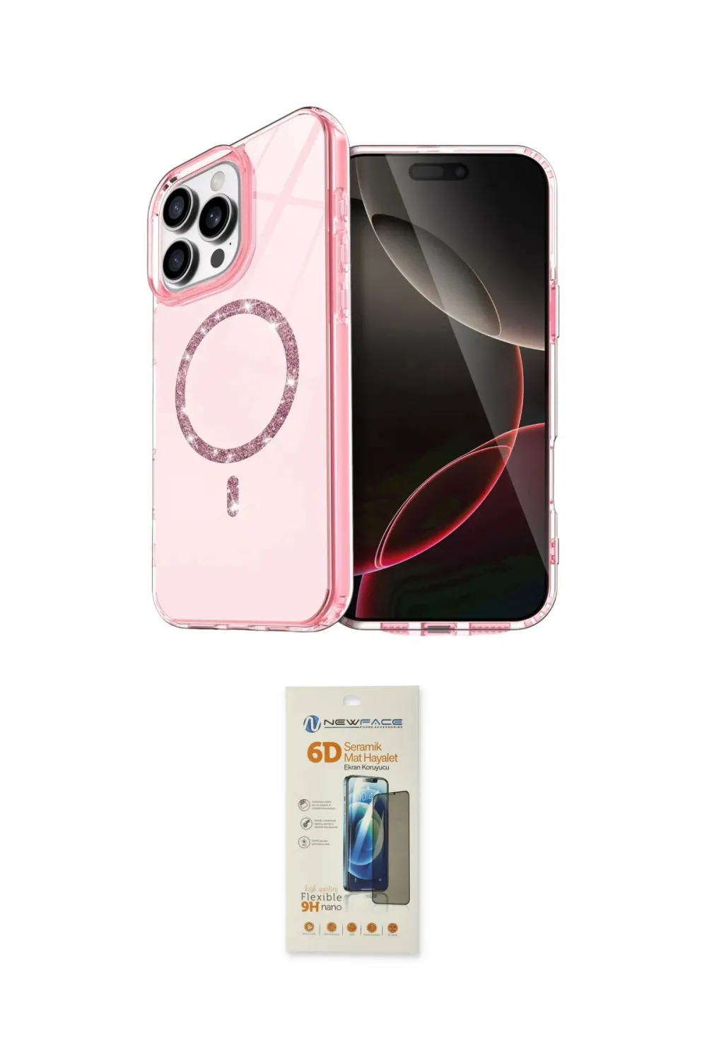 ieg™ iPhone 14 Pro Max Kılıf Kıvılcım Form Prime - Siyah 6D Mat Seramik Hayalet Nano Ekran Koruyucu