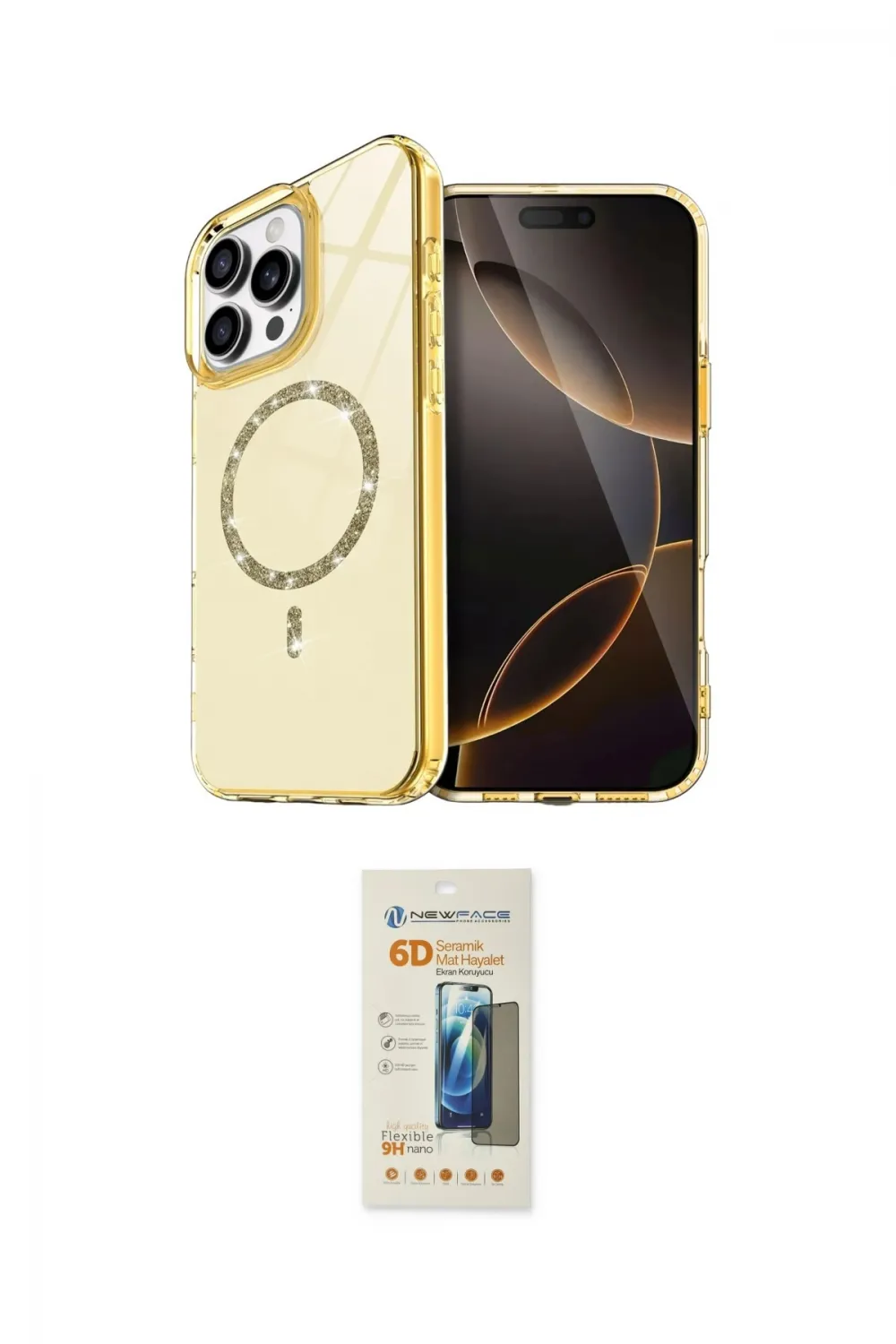 ieg™ iPhone 14 Pro Max Kılıf Kıvılcım Form Prime - Siyah 6D Mat Seramik Hayalet Nano Ekran Koruyucu