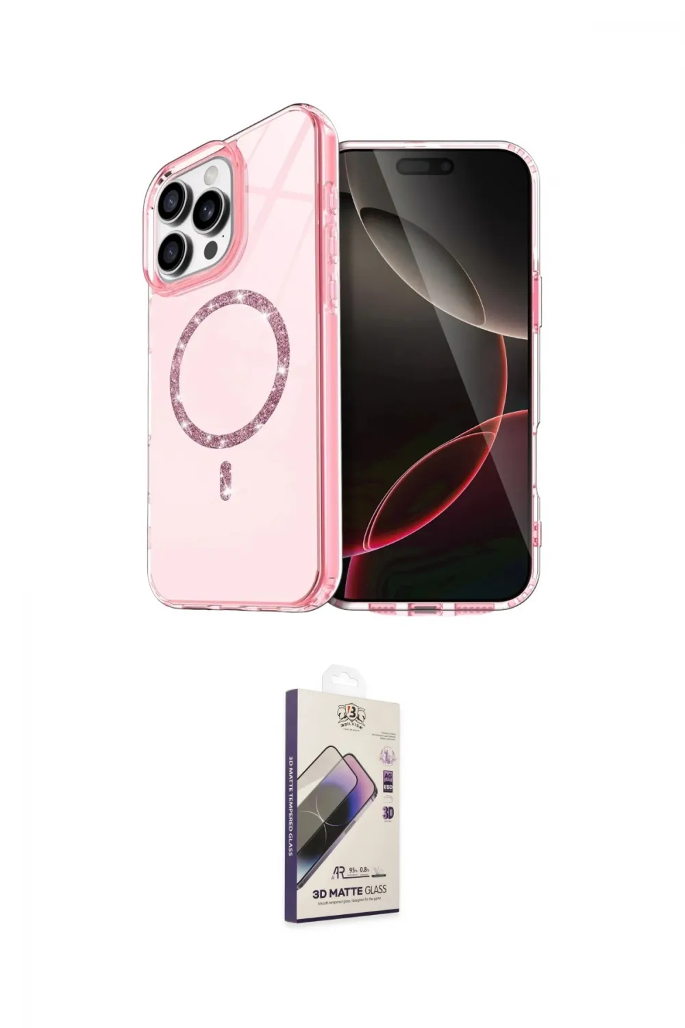 ieg™ iPhone 14 Pro Max Kılıf Kıvılcım Form Prime - Siyah Bilvis 3D Mat Cam Ekran Koruyucu
