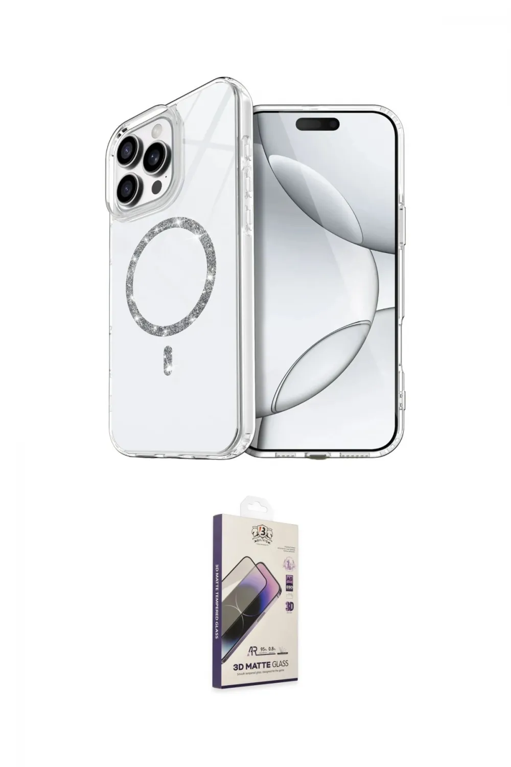 ieg™ iPhone 14 Pro Max Kılıf Kıvılcım Form Prime - Siyah Bilvis 3D Mat Cam Ekran Koruyucu
