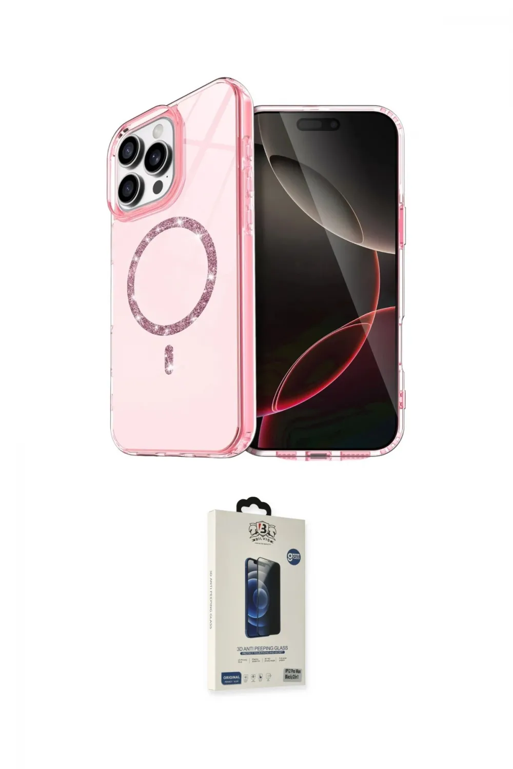 ieg™ iPhone 14 Pro Max Kılıf Kıvılcım Form Prime - Siyah Bilvis Hayalet Cam Ekran Koruyucu