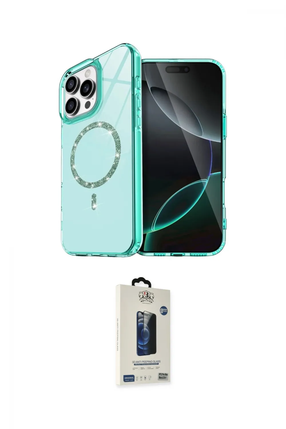 ieg™ iPhone 14 Pro Max Kılıf Kıvılcım Form Prime - Siyah Bilvis Hayalet Cam Ekran Koruyucu