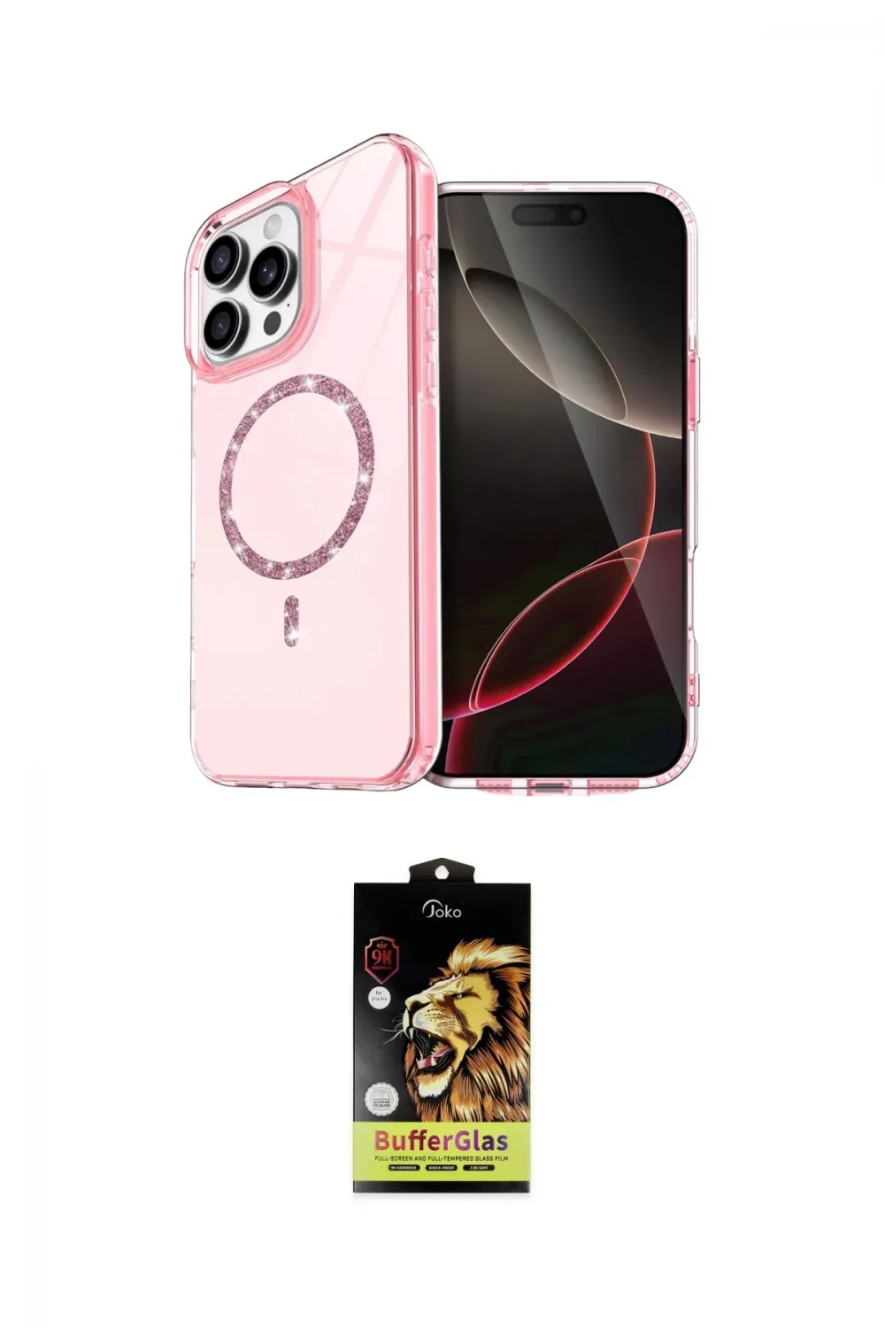 ieg™ iPhone 14 Pro Max Kılıf Kıvılcım Form Prime - Siyah Buffer Cam Ekran Koruyucu