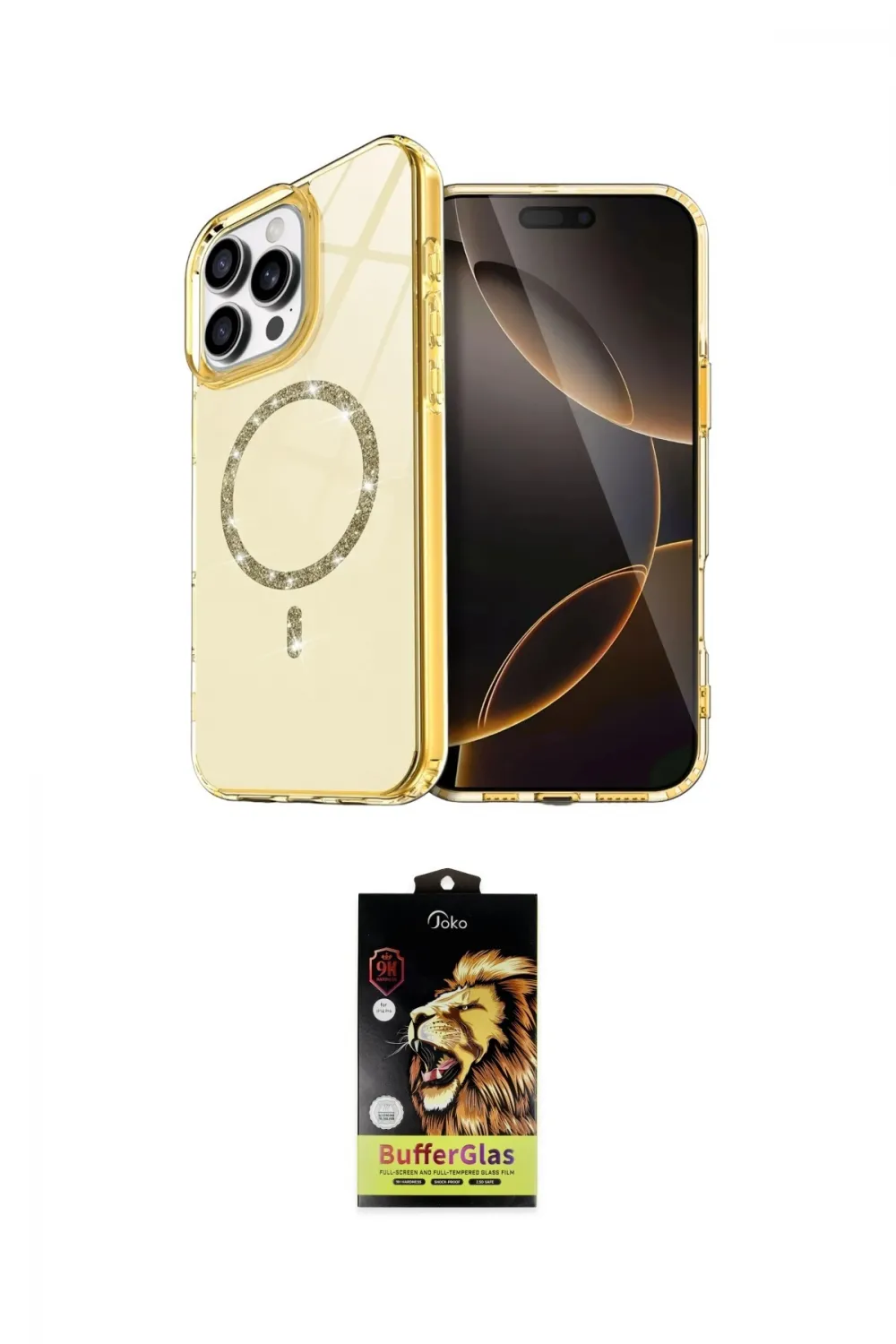 ieg™ iPhone 14 Pro Max Kılıf Kıvılcım Form Prime - Siyah Buffer Cam Ekran Koruyucu