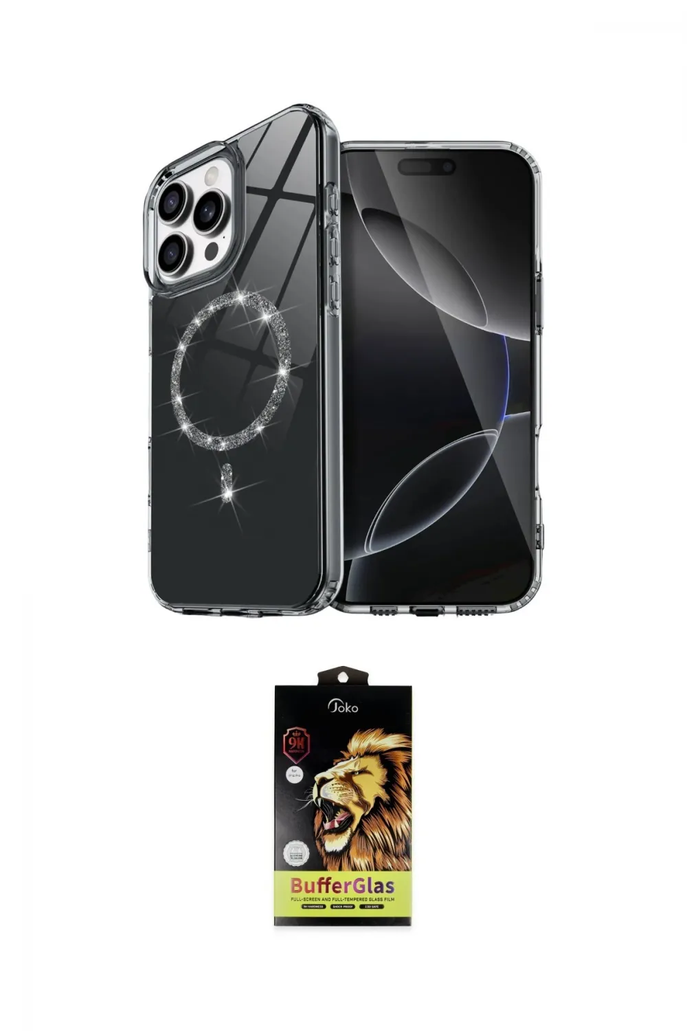 ieg™ iPhone 14 Pro Max Kılıf Kıvılcım Form Prime - Siyah Buffer Cam Ekran Koruyucu