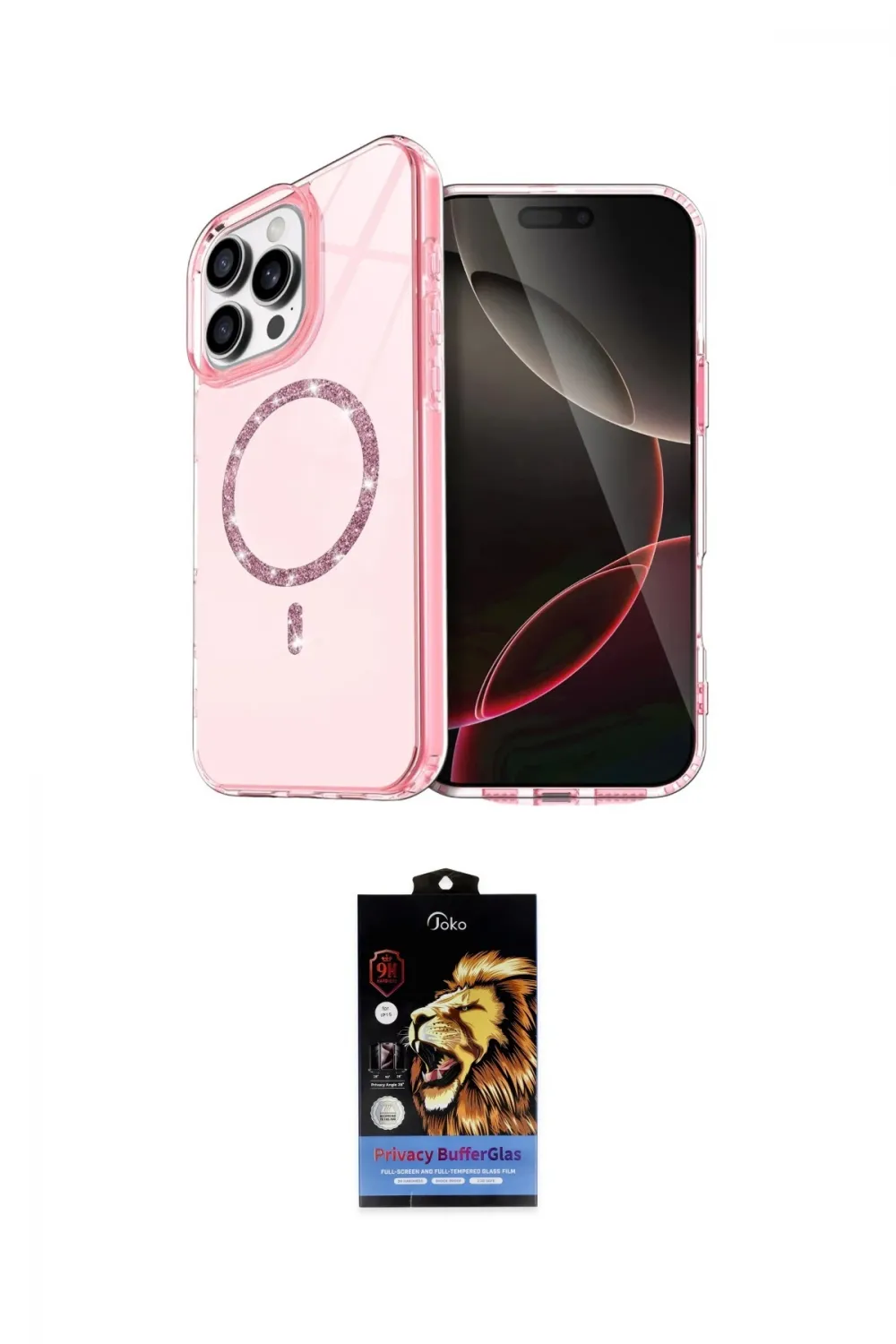 ieg™ iPhone 14 Pro Max Kılıf Kıvılcım Form Prime - Siyah Buffer Hayalet Cam Ekran Koruyucu