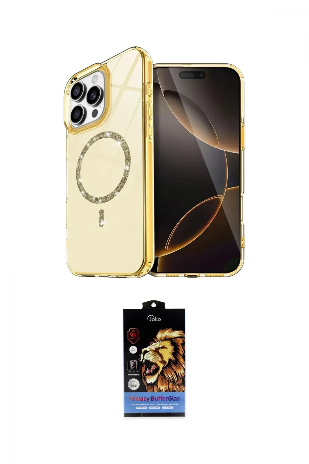 ieg™ iPhone 14 Pro Max Kılıf Kıvılcım Form Prime - Siyah Buffer Hayalet Cam Ekran Koruyucu