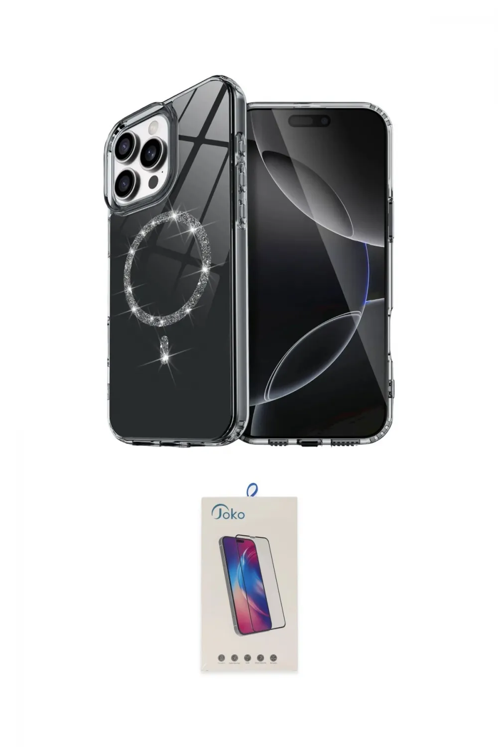 ieg™ iPhone 14 Pro Max Kılıf Kıvılcım Form Prime - Siyah Joko 5D Cam